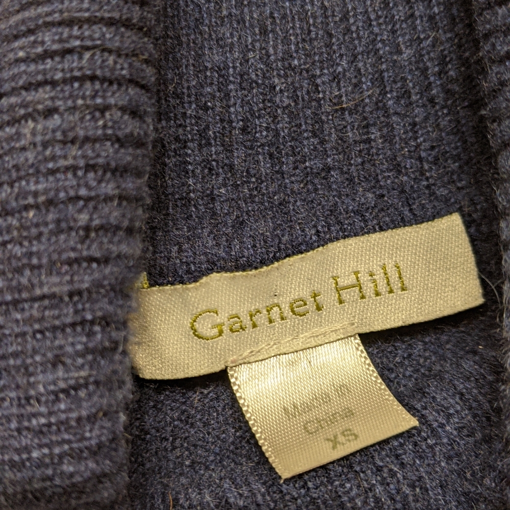 Garnet Hill 100% Cashmere Navy Turtleneck - Picture 5 of 6